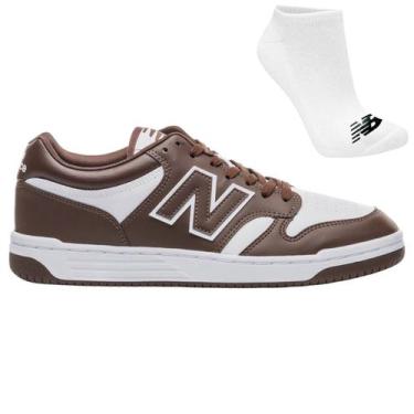 Imagem de Kit Tênis New Balance 480 Low Masculino e Meia, 42, Marrom, Masculino