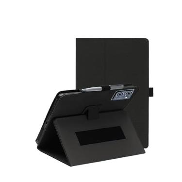 Imagem de Capa para tablet DigiLand S10 de 10,1 polegadas, capa dobrável de couro PU com suporte para caneta e alça de pulso, portátil para viagens de negócios (preto)