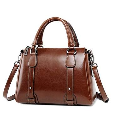 Imagem de Bolsa de Couro Feminina Elegante, Alça Transversal, Disponível em Marrom, Preto e Verde, Estilo Clássico (Caramelo)