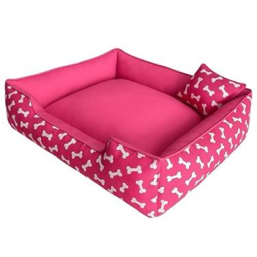 Imagem de Caminha Pet Premium com Fundo Impermeável, Zíper e Enchimentos Removíveis – Super Macia e Resistente | Para Cães e Gatos – Tamanhos P, M, G, GG e Extra G(ROSA,GG - 70X60X18)