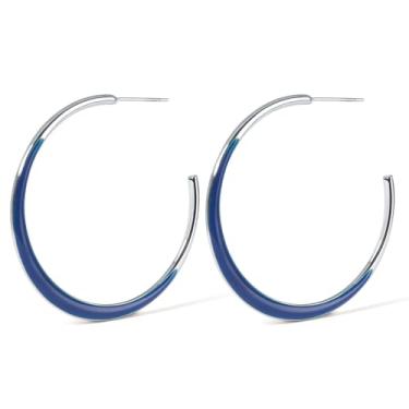 Imagem de TaYolnFaSo Brincos de argola esmaltados banhados a ouro real 18 K para mulheres, colorido, redondo, esmaltado, joias, presente para ela, 39.2, Aço inoxidável, Sem pedra preciosa