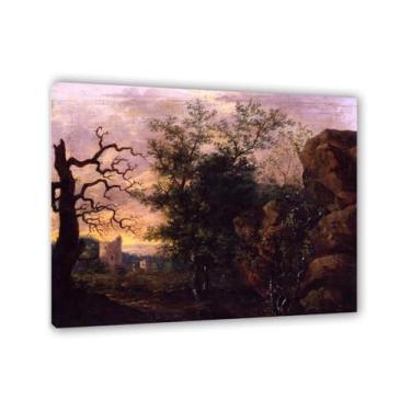 Imagem de Paisagem com árvore nua por Caspar David Friedrich Impressões em tela Well Decor The World Classic Art Reproduções de arte grande giclée arte de parede para sala de estar decoração de casa 85 x 70 cm