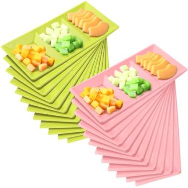 Imagem de Ziliny Bandeja de servir com 3 seções, compartimento para aperitivos, bandeja de plástico para sobremesas, tigelas retangulares divididas, prato descartável para festa de Natal, cozinha, 38 x 18 cm