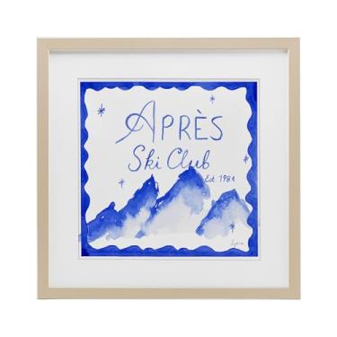 Imagem de Stupell Industries 'Apres Ski in Blue Tones', Impressão emoldurada sob vidro, marrom, 13 x 13