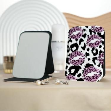 Imagem de Espelho de maquiagem portátil Millennium Y2K Fresh Series, mini espelho de maquiagem portátil dobrável, espelho de contorno quadrado portátil com flip vertical, adequado para todos em várias ocasiões