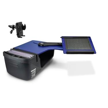 Imagem de AutoExec Reach Desk Banco traseiro lado esquerdo para a estação de trabalho do seu veículo e escritório móvel, azul, com clipe de ventilação do telefone