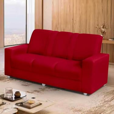 Imagem de Sofá 3 Lugares Suede Confortável e Elegante – Cores Diversas (Vermelho)