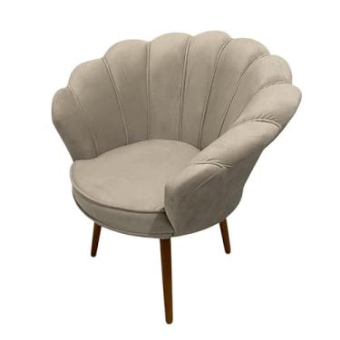Imagem de Poltrona Decorativa Pétala Luxo em Tecido Veludo com Pés Palito para Sala Quarto e Recepção - Conforto e Sofisticação (Cappuccino)