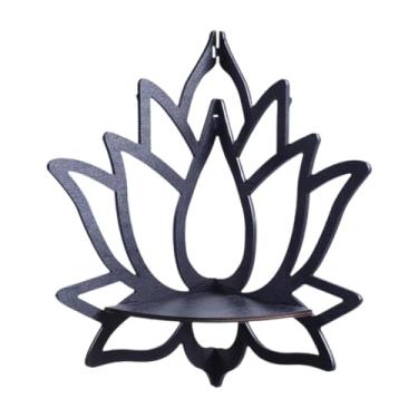 Imagem de DimyFew Prateleira de canto em formato de lótus, suporte de armazenamento em formato de flor, prateleira flutuante de madeira, suporte de canto de parede para