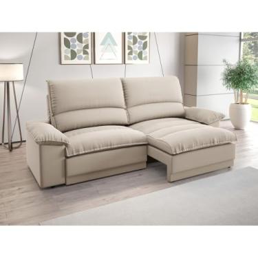 Imagem de Sofá Retrátil e Reclinável com Molas Bonnel - Velosuede Confortável e Elegante para Sala de Estar e Quarto (Bege)