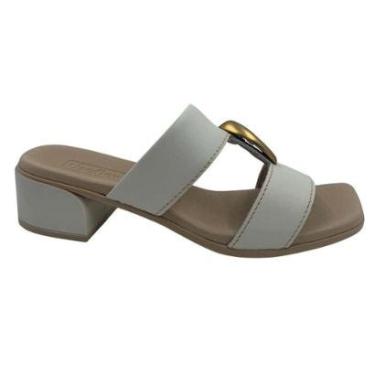 Imagem de Tamanco Couro Conforto com Enfeite Usaflex Off White 27008 - Marfim 34-Feminino