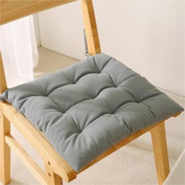 Imagem de Almofada quadrada de pelúcia grossa para cadeira de cozinha com laços e suporte antiderrapante para sala de estar, varanda, jardim ao ar livre