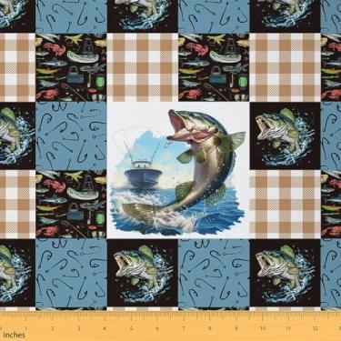 Imagem de Feelyou Tecido Pike Fish da The Yard 2 jardas Tecido de estofamento de pesca e caça para cadeiras xadrez tecido impermeável para uso externo pescador homem peixe DIY tecido de estofamento
