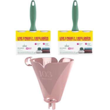 Imagem de Kit com 1 Suporte de Filtro de Café Rosa 103 + 2 Rolo Adesivo 50 Folhas com 2 Refis