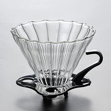 Imagem de Cafeteira de Vidro Espesso com Nuvem para Café V60 Copo Pot Feito à Mão Tampa Suporte Plástico Preto Funil Grande Person