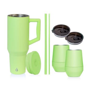 Imagem de Elemental Conjunto de presente Commute 'n Chill de 1,134 g, presentes de dia das mães para ela, presentes para mulheres, copo de 1,134 g com alça e canudo + copo de café de 290 ml, caneca de café de