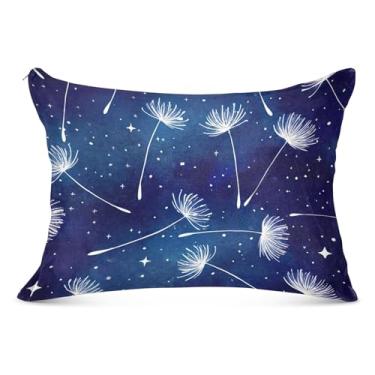 Imagem de Blue Space Fronhas decorativas florais dente-de-leão com zíper padrão king queen size fronha fofa para sofá cama de casa, tamanho king, 50,8 cm x 101,6 cm