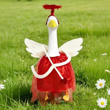 Imagem de ARGOOFG Roupas de ganso para varanda Cupido Dia dos Namorados para estátua grande de 58 cm A, vestidos vermelhos, faixa de cabeça angular, conjunto de asa de flecha, fantasia para pátio, gramado