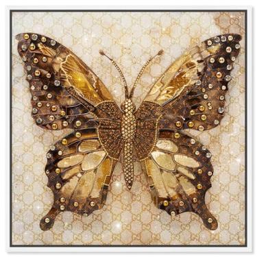 Imagem de Art Remedy Arte de borboleta em tela brilhante e elegante, moldura branca, 30,5 x 30,5 cm