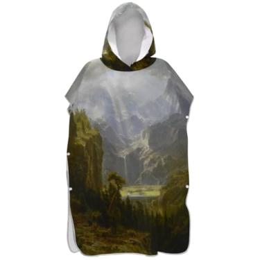 Imagem de Joisal Poncho de surfe trocador de roupão adulto praia banho com capuz toalhas de secagem rápida montanhas rochosas paisagem unissex adulto poncho com capuz