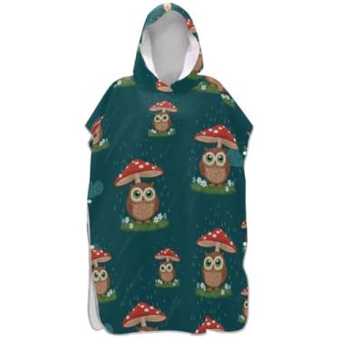 Imagem de Joisal Poncho de surfe plus size trocando roupão adulto praia moletom toalha floral bonito coruja verde ponchos femininos com capuz