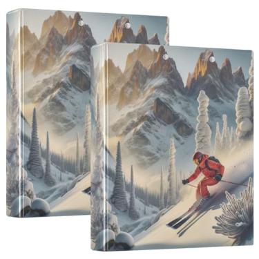 Imagem de Pastas de anel para esquiador de montanha de neve com pastas de prancheta para escola, fichário com prancheta com armazenamento