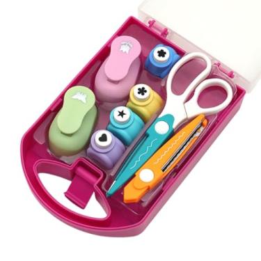 Imagem de UGPLM Conjunto de 6 furadores de papel com tesoura, feitos à mão para crianças, furador de papel para scrapbooking e cartões.
