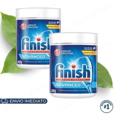 Imagem de Kit 2x Finish Detergente em Pó para Lava Louças 450g Original Limpeza 