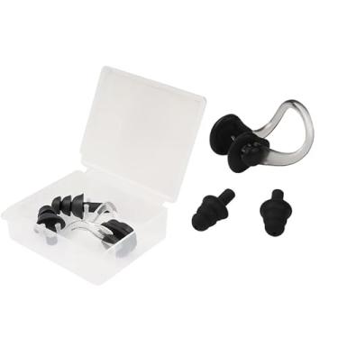 Imagem de Protetor Tampão Nasal e Auricular Nose Clip para Natação Silicone Leve e Fácil de Transportar Adequado para a Praia e Piscina(2,Preto)