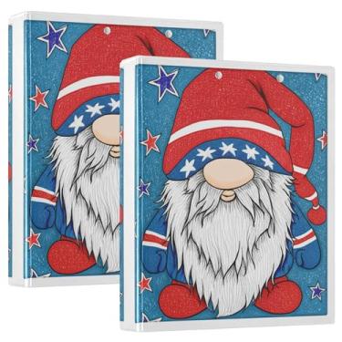 Imagem de Fichários de 3 anéis com estampa de gnomos patrióticos personalizados de 3 cm, 200 folhas, caderno, impressão, anel redondo, fichário de escritório, 31,5 x 27 x 6 cm, 1 pacote