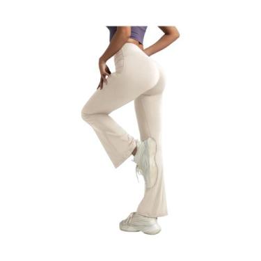 Imagem de Calças De Yoga Femininas De Cintura Alta Com Corte Bootcut Leggings Co