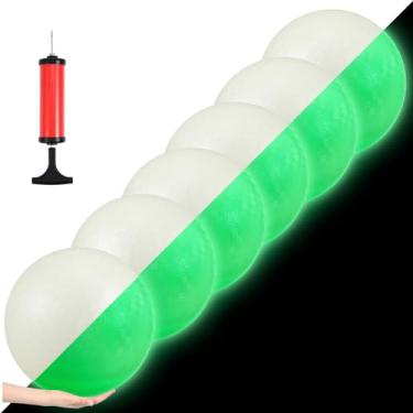 Imagem de Hiboom 10 bolas de 21 cm que brilham no escuro, bolas de Dodgeballs iluminadas para playground com bomba para crianças, adultos, playground, escola, quintal, jogo