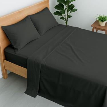 Imagem de Cottington Lane Jogo de lençol Queen 100% algodão, 4 peças de lençóis de qualidade de hotel de luxo cinza escuro, bolso profundo para colchão de 20 a 40 cm, macio, durável, refrescante e respirável