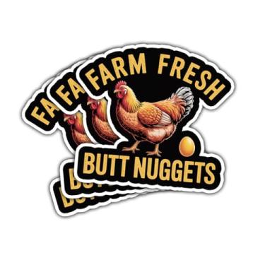 Imagem de 3 peças de adesivos de nuggets de bumbum fresco de fazenda presente de ovo de galinha para fazenda adesivos de nuggets de bunda fresca galinha galinheiro galinheiro homesteaders decalque de carro para