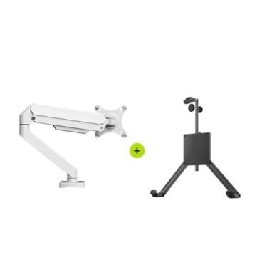 Imagem de BEGWVDJTP Suporte para monitor sem furo de computador braço robótico sem perfuração sem parafuso orifício de expansão acessórios especiais X1(S1 branco)
