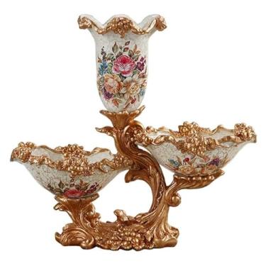 Imagem de Vaso para decoração de vaso de mesa de quarto, escritório, hotel, decoração de casa, material de resina, resina decorativa alta para flores, decoração de cerâmica
