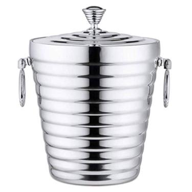 Imagem de Balde de gelo duplo de aço inoxidável Cooler Balde de champanhe balde de gelo de barril de vinho Balde de gelo (tamanho: 2 L)