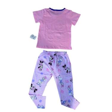 Imagem de Pijama Menina Minnie Manga Curta e Calça Infantil Algodão, Rosa, 3T