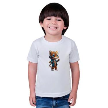 Imagem de Camiseta Masculina Infantil Cat Studio, Branco, 4