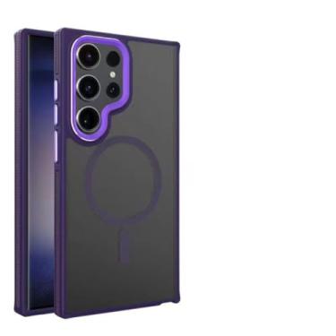 Imagem de Capa magnética fosca de luxo para celular Samsung Galaxy S22 S23 FE S24 Ultra (para S24 Plus/Roxo Escuro)