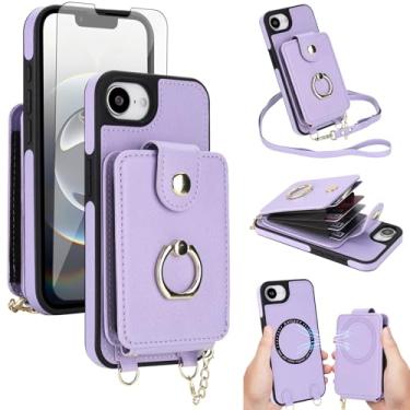 Imagem de Capa de telefone para iPhone 16e/SE 2025/SE 4 capa carteira magnética destacável e protetor de tela anel suporte compatível com bloqueio de RFID MagSafe i Phone16e i16e 16 e SE4 16eCapa para mulheres