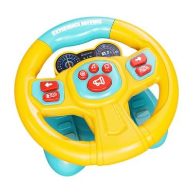 Imagem de MERIGLARE Volante de brinquedo para brincar de dirigir, com música e luzes, para crianças, Amarelo