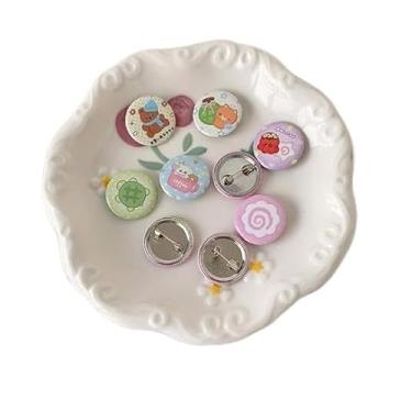 Imagem de 6 peças de alfinetes de desenho animado mini alfinetes de acrílico botão bonito crachá DIY decorativo para mulheres homens mochila roupas bolsas moletons chapéus jaquetas, Small, Metal, Sem Pedra