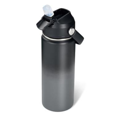 Imagem de Garrafa de água isolada de aço inoxidável de 510 g, aspirador de parede dupla de boca larga, canudo de silicone, à prova de suor e vazamento, frasco de água isolado sem BPA para viagens, mantenha frio