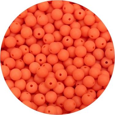 Imagem de BONNY BOXX 200 peças 10 mm contas redondas de acrílico laranja-vermelho fosco, bolas de chiclete de resina de plástico fosco para fabricação de colar e pulseira, suprimentos de artesanato