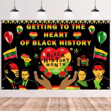 Imagem de Banner de fundo do mês da história negra – decoração de quadro de avisos afro-americanos para sala de aula e escritório, fundo de cabine de fotos de festa para decoração do dia de junho e dia da