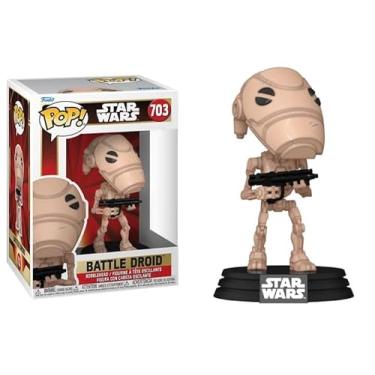 Imagem de Funko Pop Star Wars: Episódio 1 A Ameaça Fantasma 25º aniversário + protetor: boneco Pop! (conjunto de presente com caixa protetora da marca ToyBop) (Battle Droid com Blaster)
