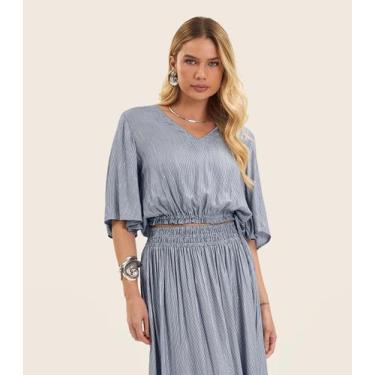 Imagem de Blusa Feminina Manga 3/4 Endless Azul, P, Azul