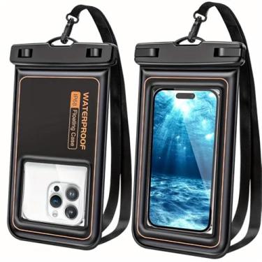 Imagem de Pacote com 2 bolsas flutuantes à prova d'água para celular com alça de pescoço, bolsa seca IPX8 para celular de 7 polegadas, capa de telefone à prova d'água, essencial para natação, snorkel, praia