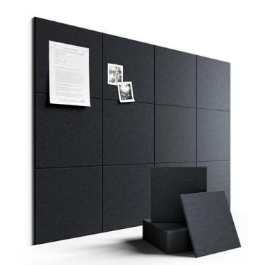 Imagem de Fluxynara Quadro de avisos grande de feltro 122 cm x 91 cm Alternativo para quadro de cortiça - pacote com 12 com 70 abas adesivas removíveis seguras, quadros de cortiça para paredes, quadro de